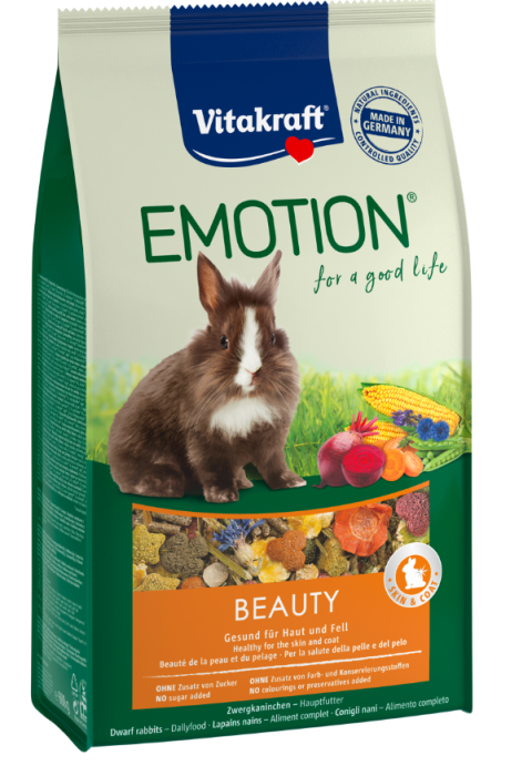 Vitakraft Emotion Beauty Adult, Zwergkaninchen Hauptfutter, 600g, 31455
